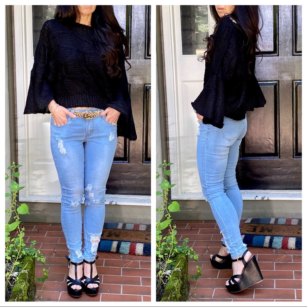 #27 Light denim stretch Distressed Skinny Jeans - Picture 7 of 9